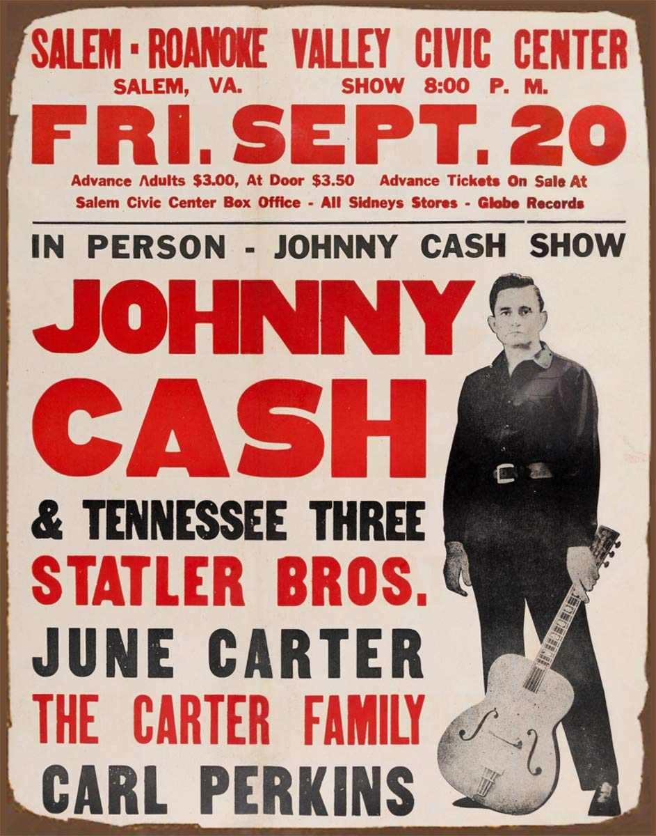 Bcts Postersign#111 8X12 Inch Johnny Cash Performance Poster Vintage Style Metal Advertising Wall Plaque Sign Decor Metal Sign Poster Sp#111
