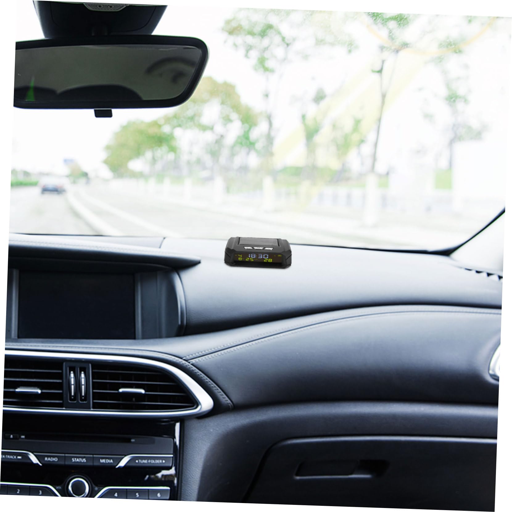 SOLUSTRE Reloj de Coche con Pantalla Digital para Salpicadero, Función de Temperatura y Hora, Diseño Compacto en Abs para Automóviles y Carritos de Golf