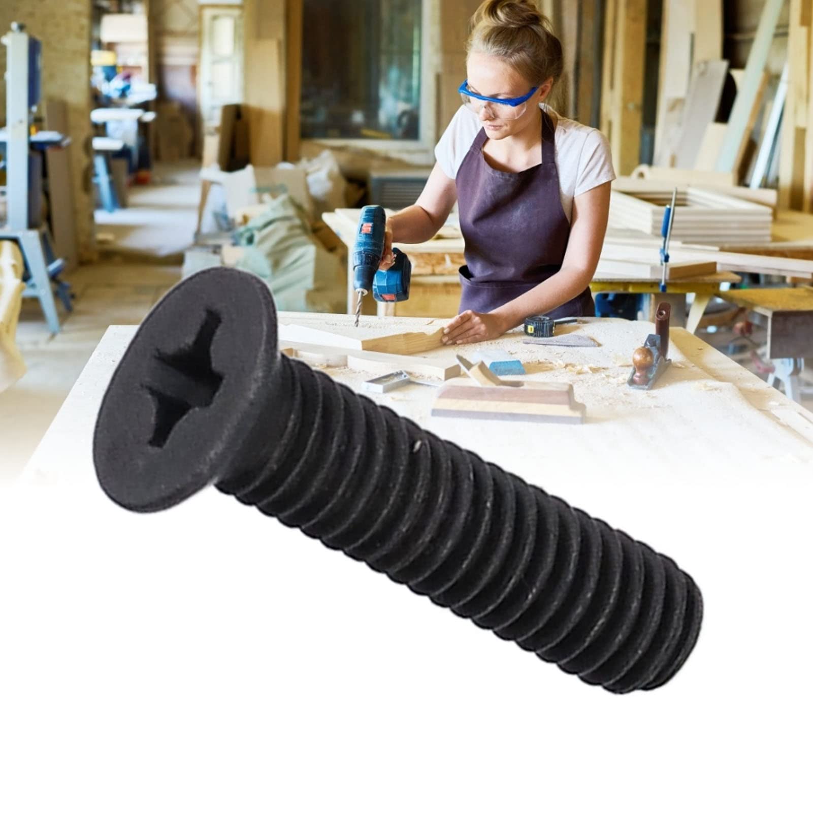 Hilitand 50Pcs M4 Countersunk Flat Head Screws – Black Zinc Plated, DIN 965, PZ2 Drive, Multiple Lengths Available