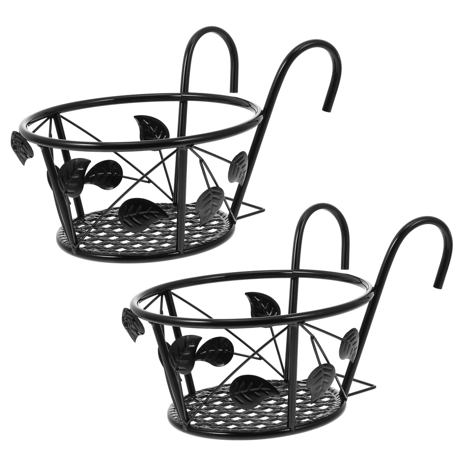 Pot suspendu fer forgé YARNOW noir lot de 2 pour plantes d'intérieur