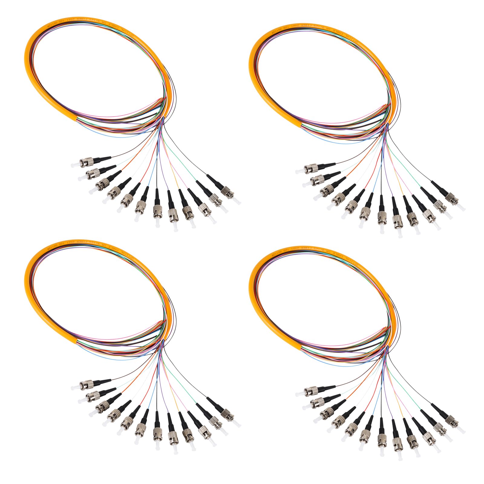 Lot de 4 câbles à fibre optique monomode (SM) ST UPC 12 fibres optiques ST UPC 1,2 m pour ingénierie réseau d'accès à fibre optique, lot de 4