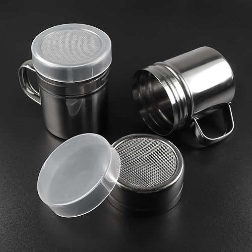Miniatura 7 de 2 unidades de agitador de azúcar en polvo con asa, latas de polvo de malla fina de acero inoxidable con tapa de plástico, agitador de draga para