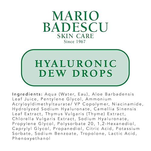 Miniatura 8 de Mario Badescu Gotas de rocío hialurónico para todo tipo de piel  Híbrido de gel hidratante para un brillo similar al vidrio  Formulado con