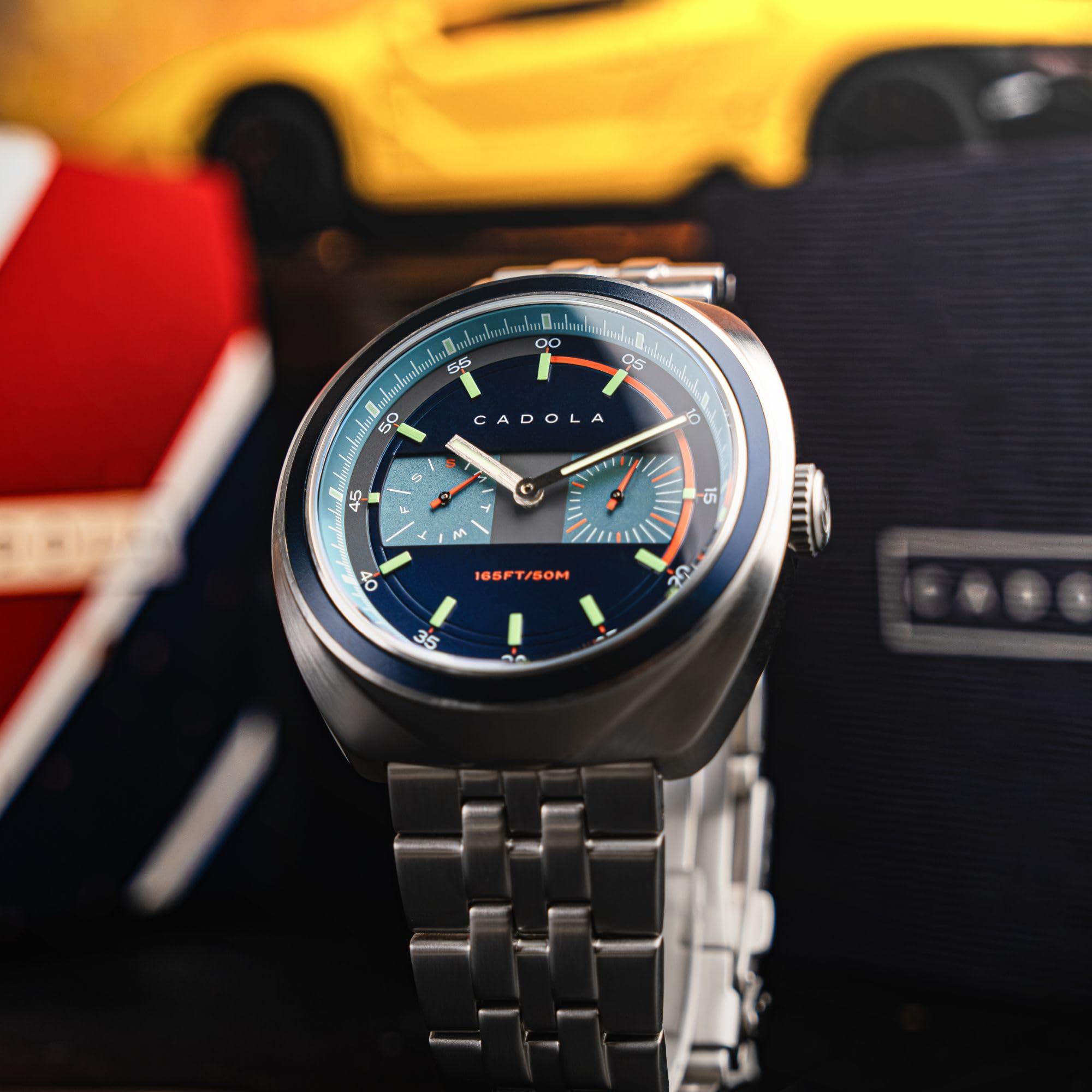Cadola Giulia - Reloj calendario para hombre de 43 mm con correa de cuero CD-1043