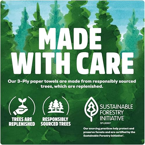 Miniatura 8 de Brawny Tear-A-Square - Toallas de papel cuadradas de 3 capas, 12 rollos familiares XL  30 rollos regulares, fuertes, absorbentes y duraderas con 3