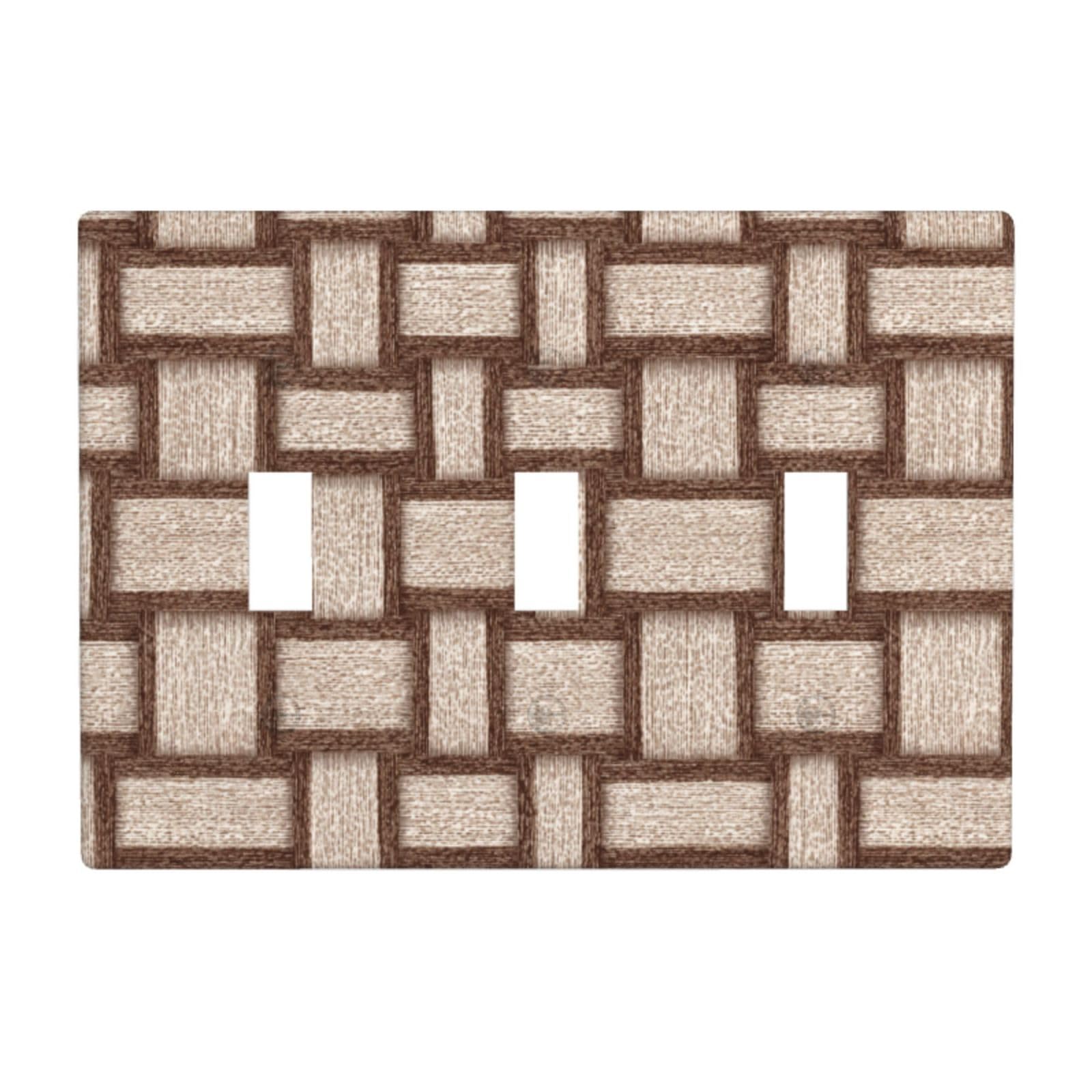 Woshuwo White Narrow Basketweave Light Switch Covers 3 Gang Triple Toggle Wall Plate Switchplate Electrical Faceplate For Bathroom Kitchen Bedroom Decor