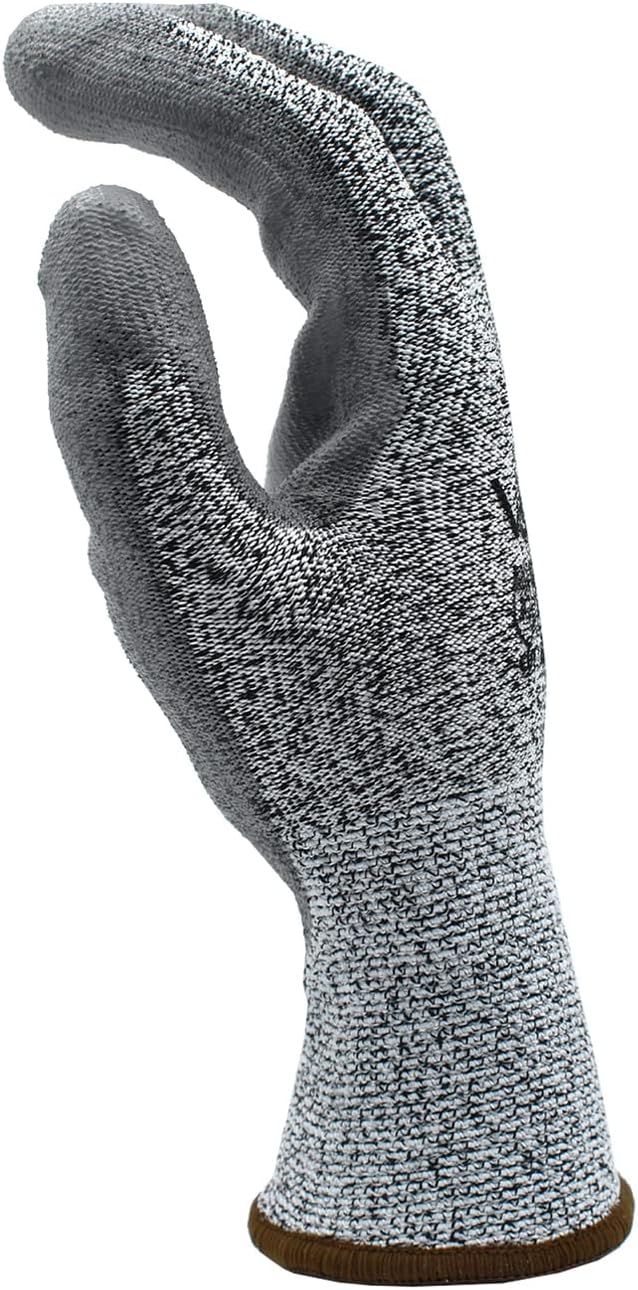 Cordova 3711G Valor Salt & Pepper 13-Gauge HPPE Shell Gloves, Gray Polyurethane Palm Coating, ANSI Cut Level A2