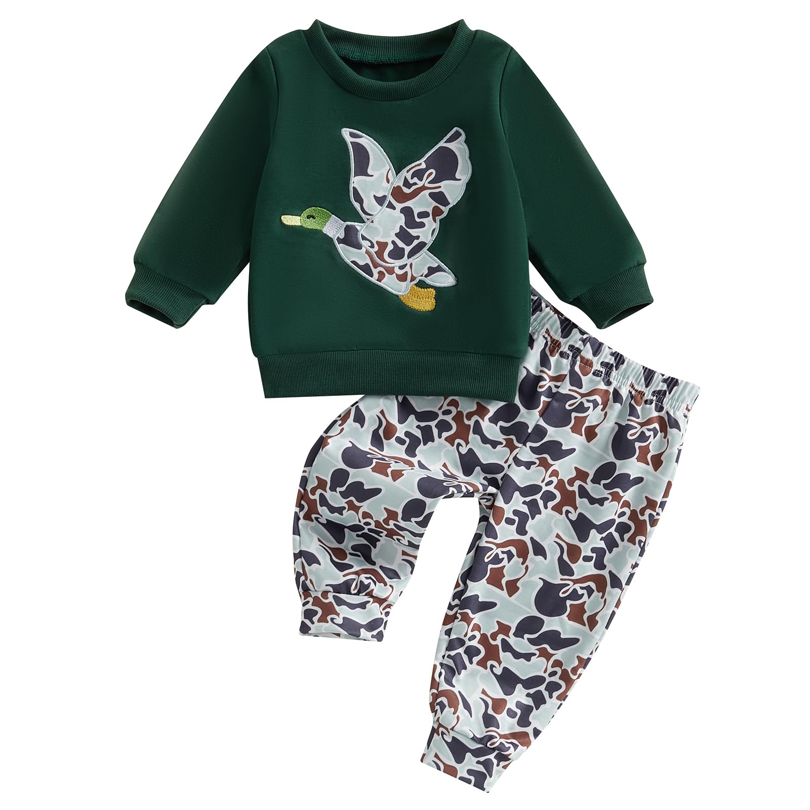 Sudadera con capucha de camuflaje de pato para bebé niño pequeño, ropa de caza, sudadera bordada con estampado de camuflaje y pantalones deportivos