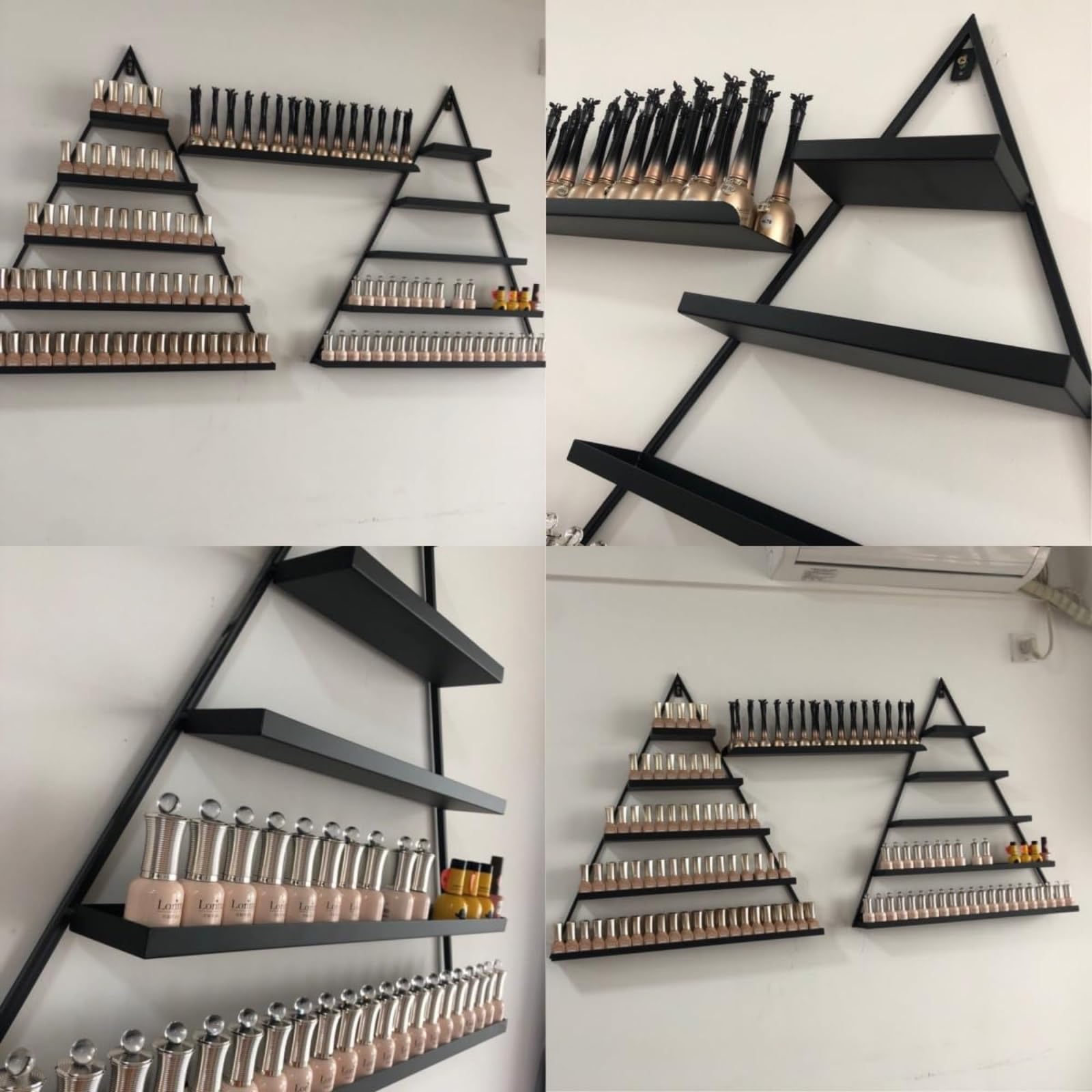 Expositor de esmaltes de uñas de 5 Niveles, de Metal, para Pared, con estantes Triangulares flotantes, Ideal para Salones de uñas, Tiendas y hogares (1 Unidad, Color Liso, Paquete de 1)