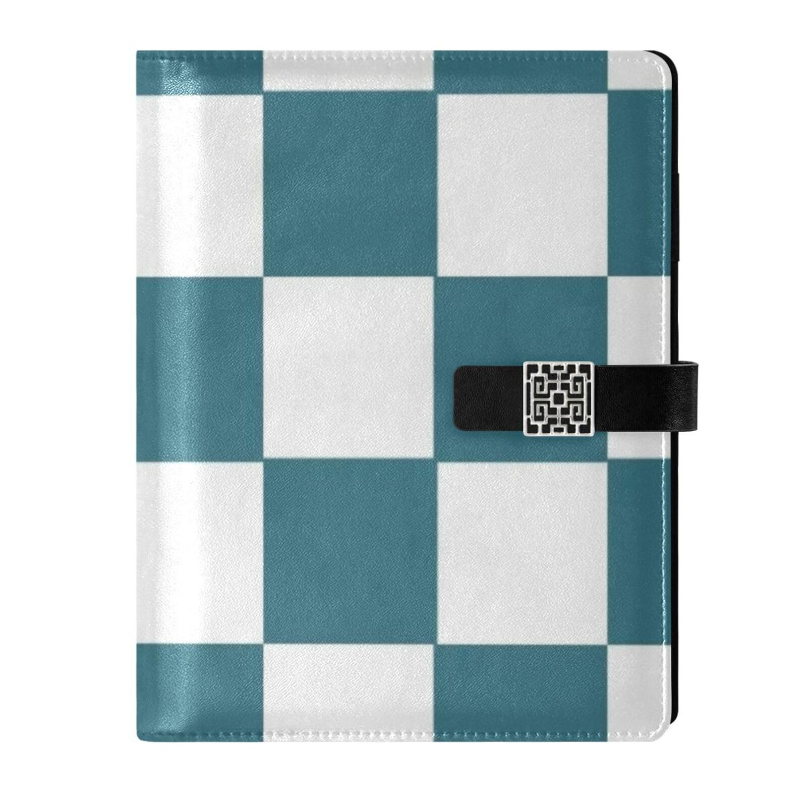 Carnet de notes à spirales en cuir véritable vert et blanc, design épuré - 7