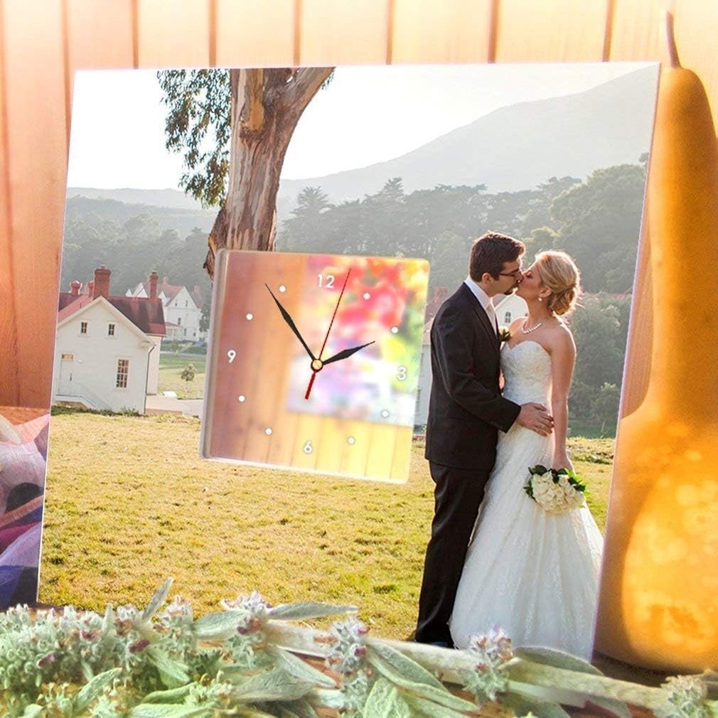 Customized Personalized Wall Clock Framed Mirror Gift Decor Souvenir Design Your Custom Photo Image