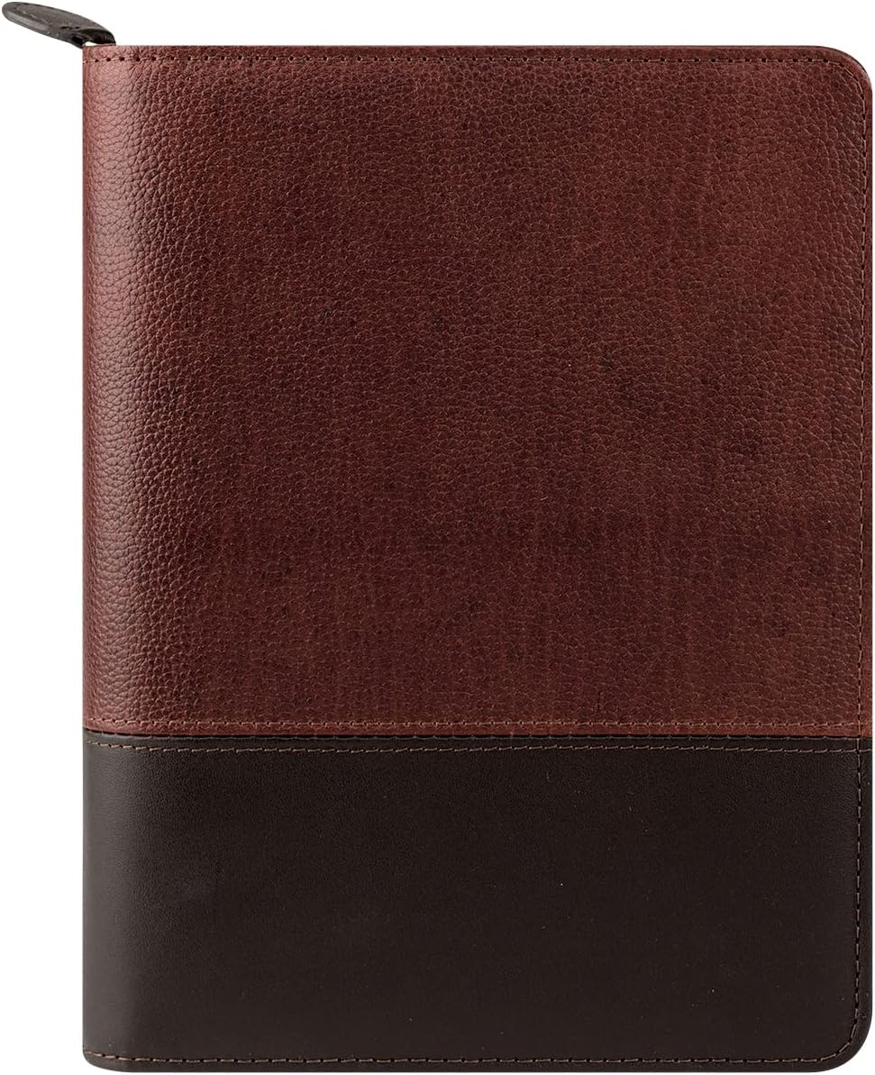 FranklinCovey - Logan Ring-Bound Binder for FranklinCovey Planners | Leather - Zipper Binder (Classic, Chocolate/Espresso)