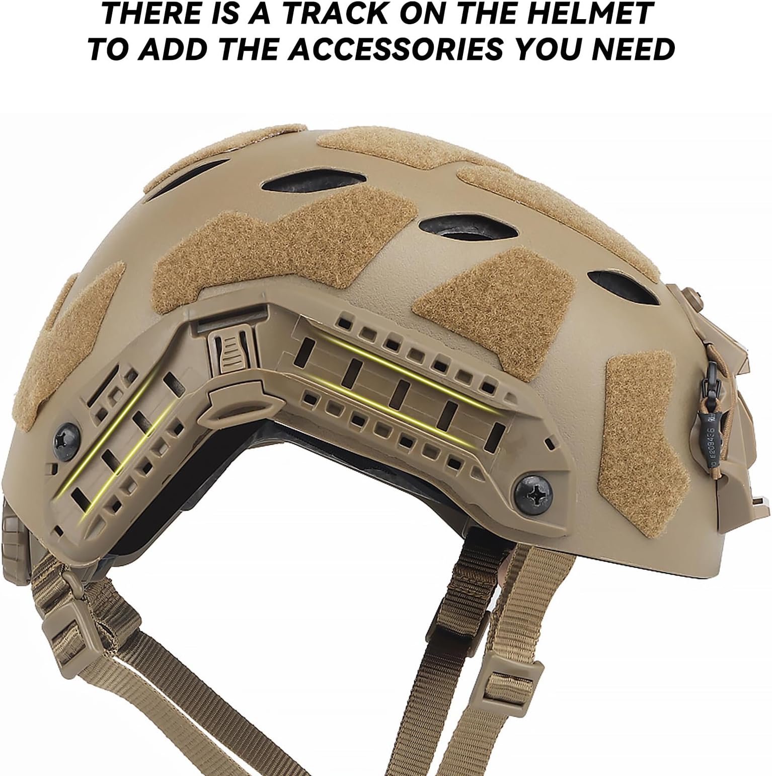 AOUTACC Lightweight Tactical Fast Helmet, Military Integrated Helmet with NVG Mount Base, Upgrade Side Rails,Pre-Slotted Headset Strap and Other Helmet Accessories for Military Sports, CS,Hunting-Tan