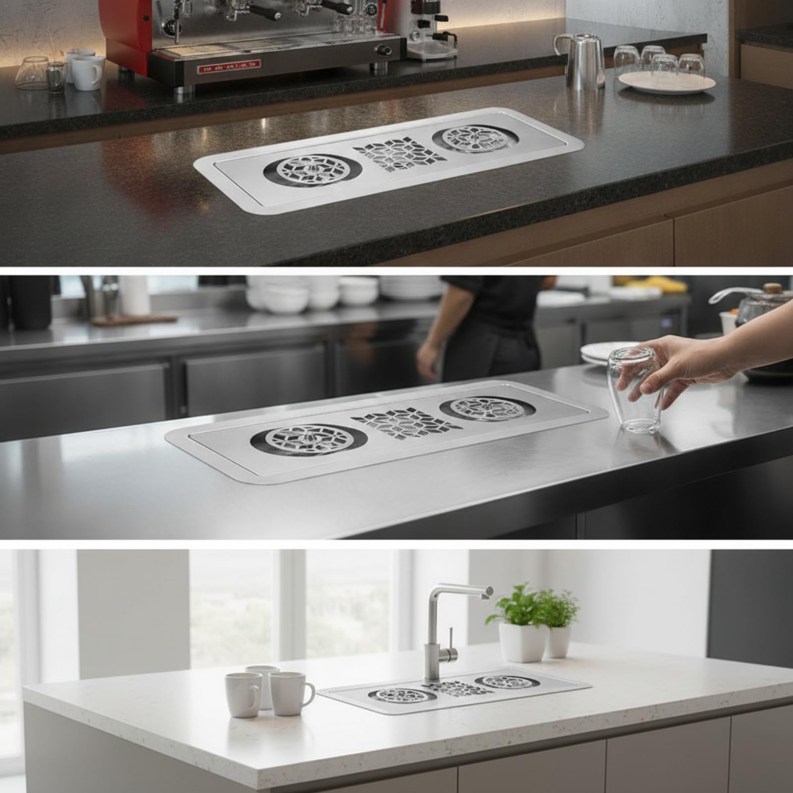 KESOTO Limpiador de Doble Cabezal Lavador de Vasos Enjuagador Integrado Estación de Lavado Enjuague de Tazas Acero Inoxidable 304 Resistente al Óxido y