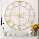 Grande horloge murale pour le salon de décoration - 60CM Silent Non-Ticking Horloges murales en métal Batterie, ancienne Horloge murale décorative moderne pour chambre, cuisine, bureau, Farmhouse Decor
