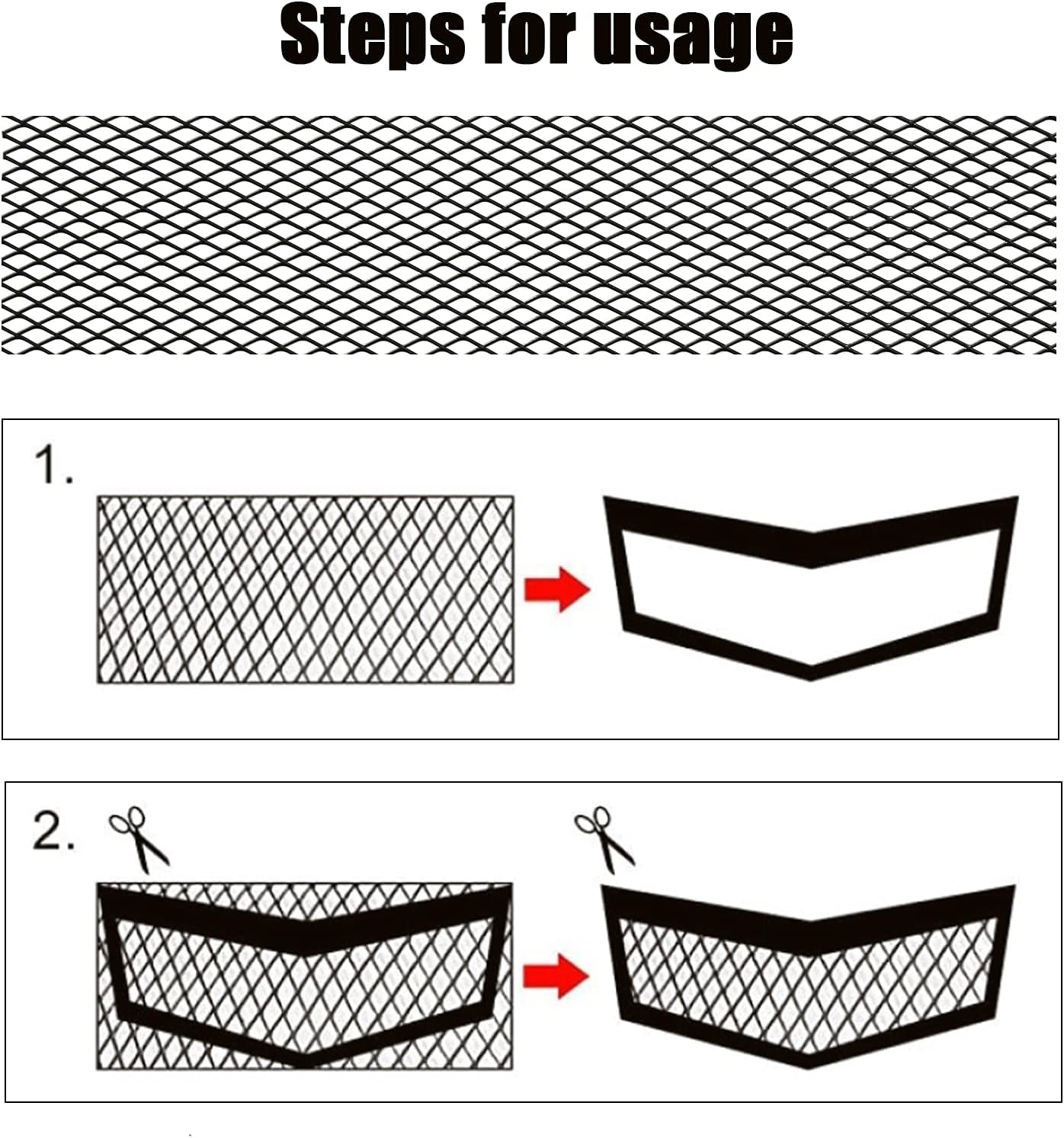 Universal Car Grill Mesh 40"x13" Black Painted Rhombic-Shape Grids Aluminum Alloy Car Grill Mesh Sheet Vehicle Grille Mesh (6 * 12mm)