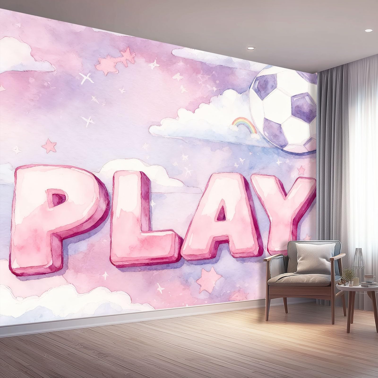 Tapeta 3D z włókniny niebo wzór alfabetu niebo 400 x 280 cm styl kreskówka tapeta dekoracja ścienna do salonu sypialnia niebieski różowy