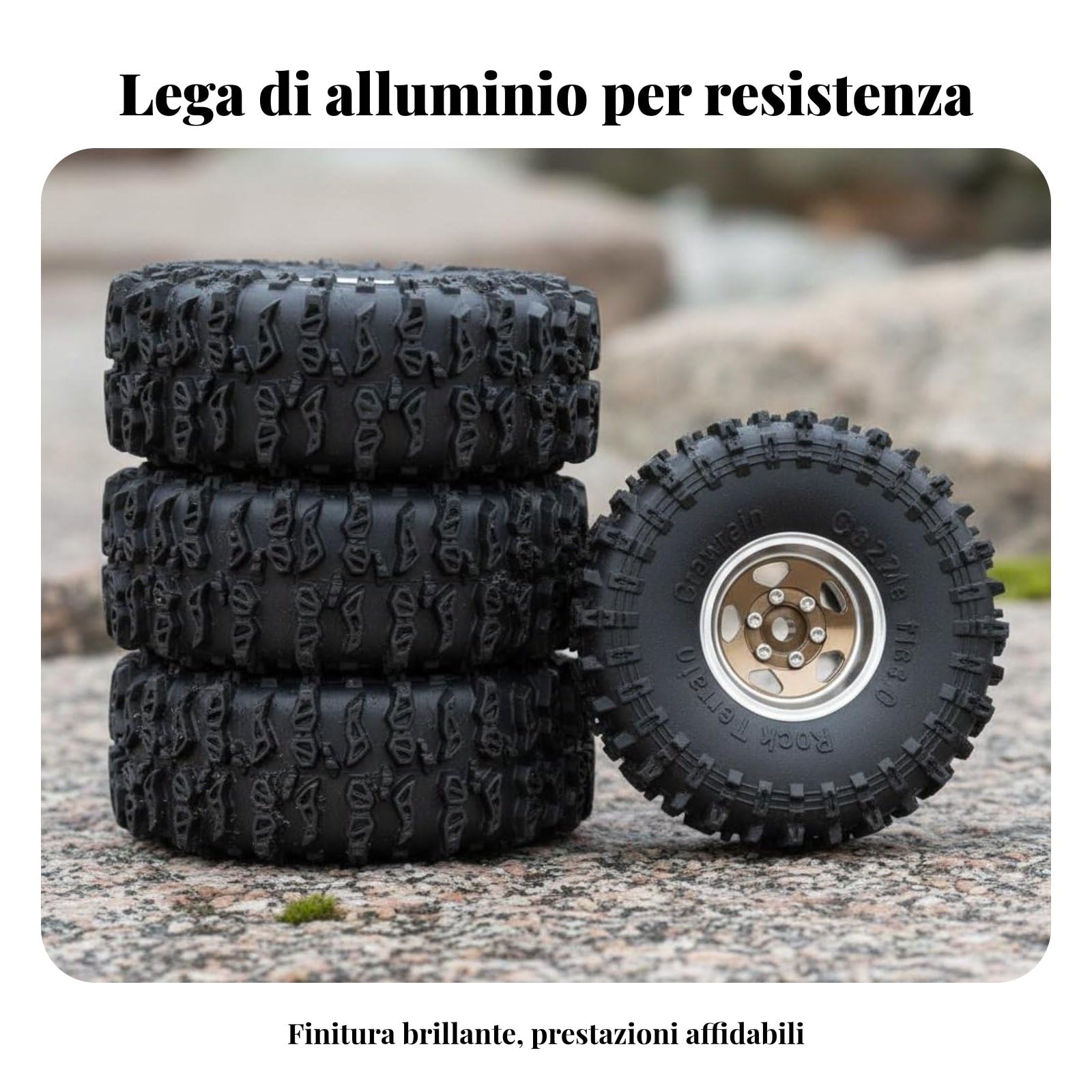 Qianly 4 Pezzi Set Cerchi Tire-Grip da 1.0 Pollice Alta Aderenza Ruote in Lega di Alluminio per Crawler 1/18 Leggeri Cerchi Tire Alluminio, Bronzo
