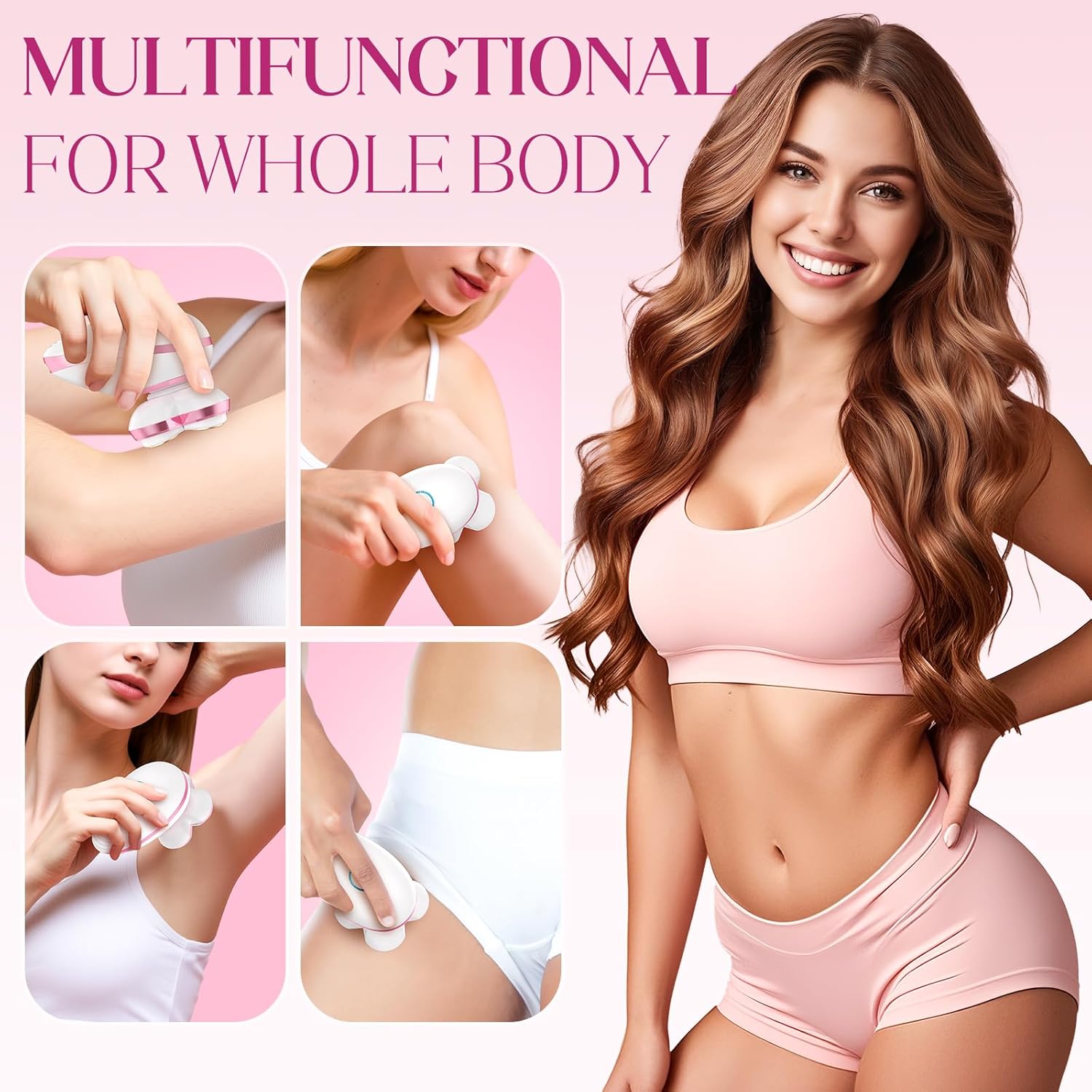 Electric Razors for Women Legs, Upgraded Magnetic Flawless Electric Shaver for Women, Rechargeable Waterproof Women's Electric Trimmer for Arms Legs and Pubic Area (Pink)