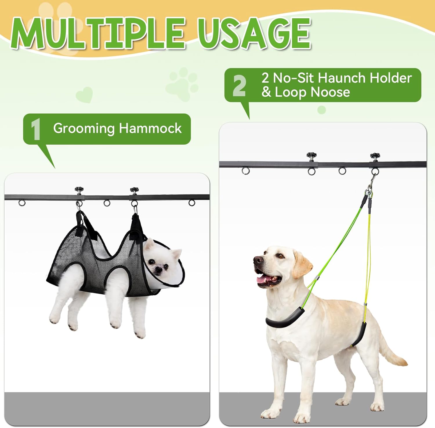 Adjustable Dog Grooming Stand for Table: 42" Height & 27"-39" Width, Includes Hammock & 2 No-Sit Nooses, Heavy-Duty Dog Grooming Arm for Bathing Nail Trimming Drying Cutting Cats & Dogs at Home