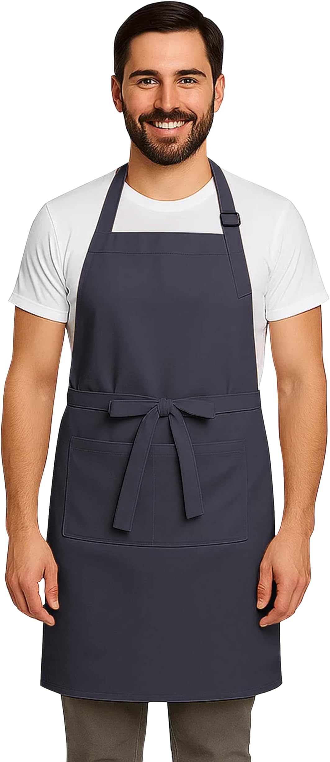 CRASOME Apron for Kitchen | Unisex Cooking Apron with 2 Pockets and Adjustable Straps | Apron for Chef, Hotel, Cafe, Restaurant, Gardening, Workshop