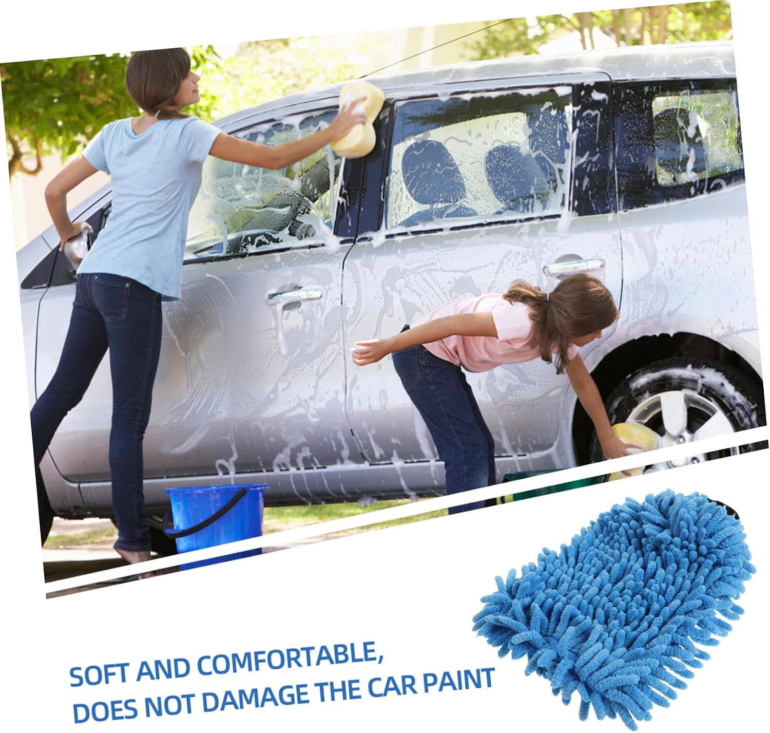 Car Wash Mitt Chenille Microfiber Cleaning Glove for Vehicle Exterior and Versatile Wash Tool for Cars Furniture and Appliances