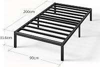 Pat metalic Zinus Elias 90x200 cm - cadru de pat din metal cu somieră cu lamele, platformă cu înălțime de 36 cm, cu spațiu de depozitare, negru 2