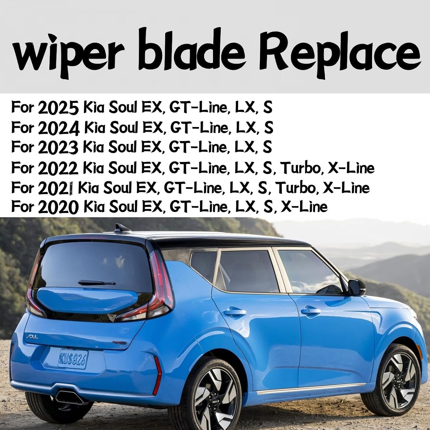 Rear wiper blade For Kia Soul 2020 2021 2022 2023 2024 2025 EX, GT-Line, LX, S, Turbo, X-Line Rear windshield wiper blade