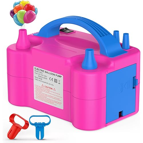Motorenbau Electric Balloon Pump, Portable Electric Balloon Blower Machine Balloon Air Pump, Dual Nozzle 110V 600W Balloon Inflator for Party Decoration Christmas Birthday