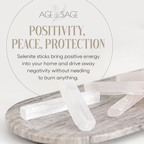 Miniatura 6 de Varitas de cristal de selenita  Varitas de selenita para reiki y energía metafísica, cristales de protección para calma y enfoque, juego de 20