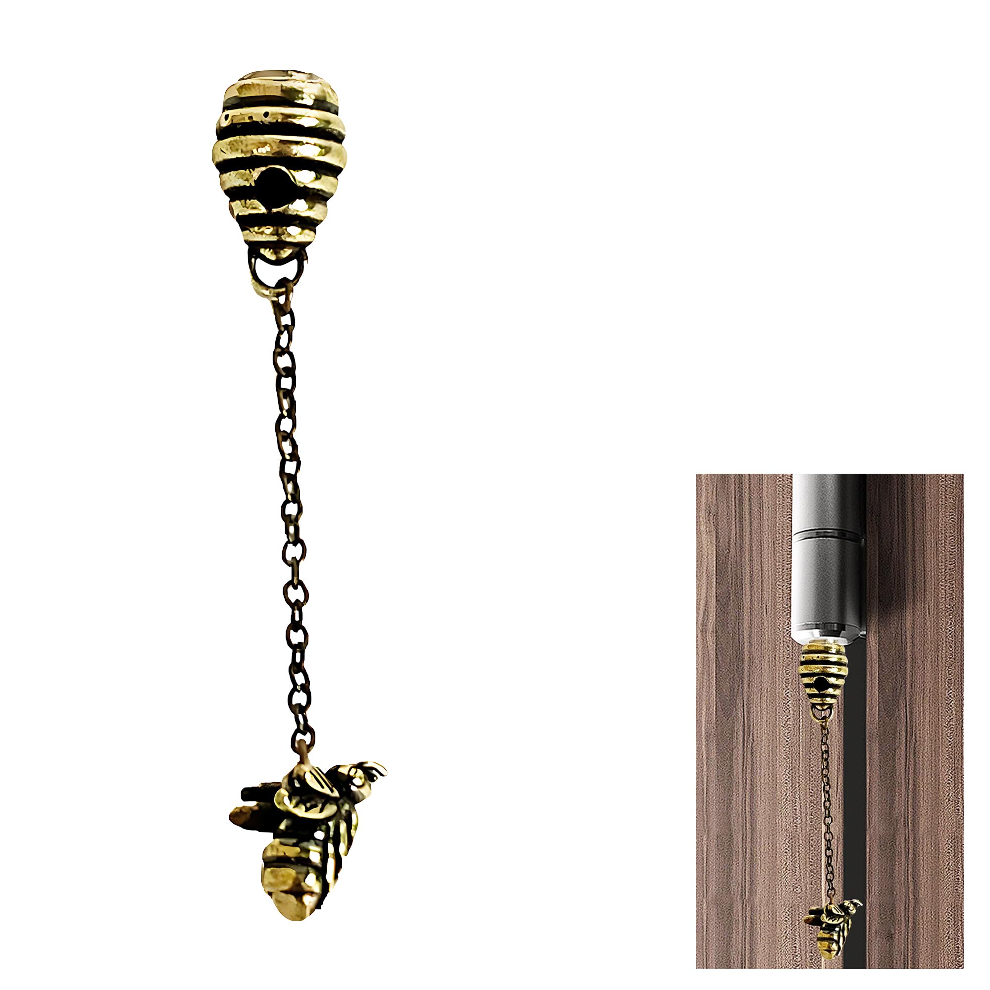 Hinge Head Decorative Topper Honeycomb Brass Cap with Tiny Bee, Magnetic Mini Decorative Hinge Cap