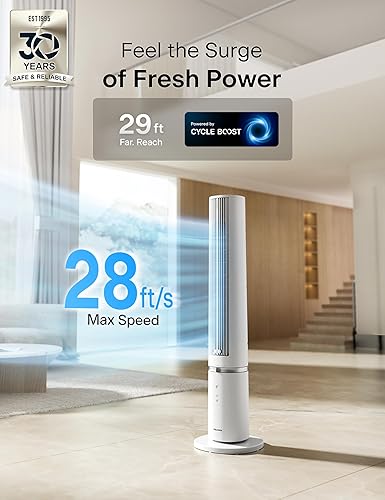 Miniatura 2 de PELONIS Ventilador de torre de 40 pulgadas para dormitorio, ventilador que sopla aire frío, ventilador oscilante con innovador diseño lavable, 2000