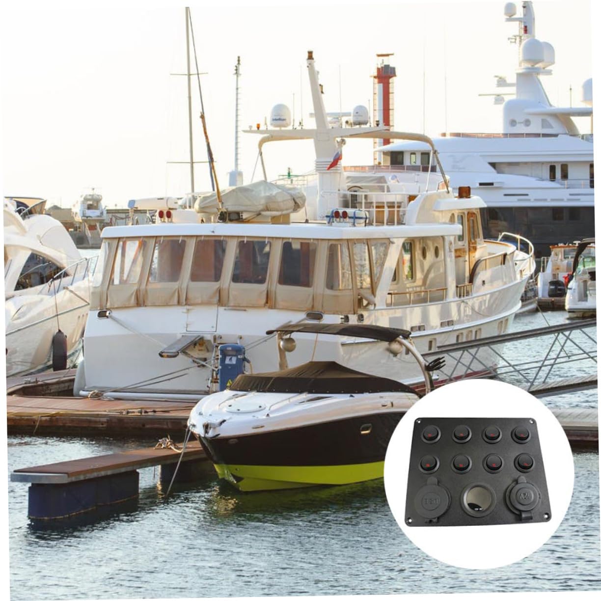 Happyyami 1Set Switch Panel with Digital Voltmeter Dual USB Ports for Car Rv Boat Modification Panel with Wiring Assembly for Easy Installation