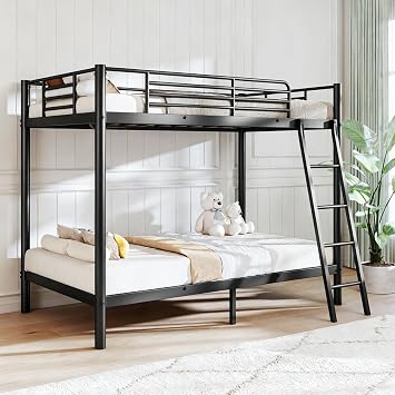 Zevemomo Twin Over Twin Bunk Bed with Ladder, Black