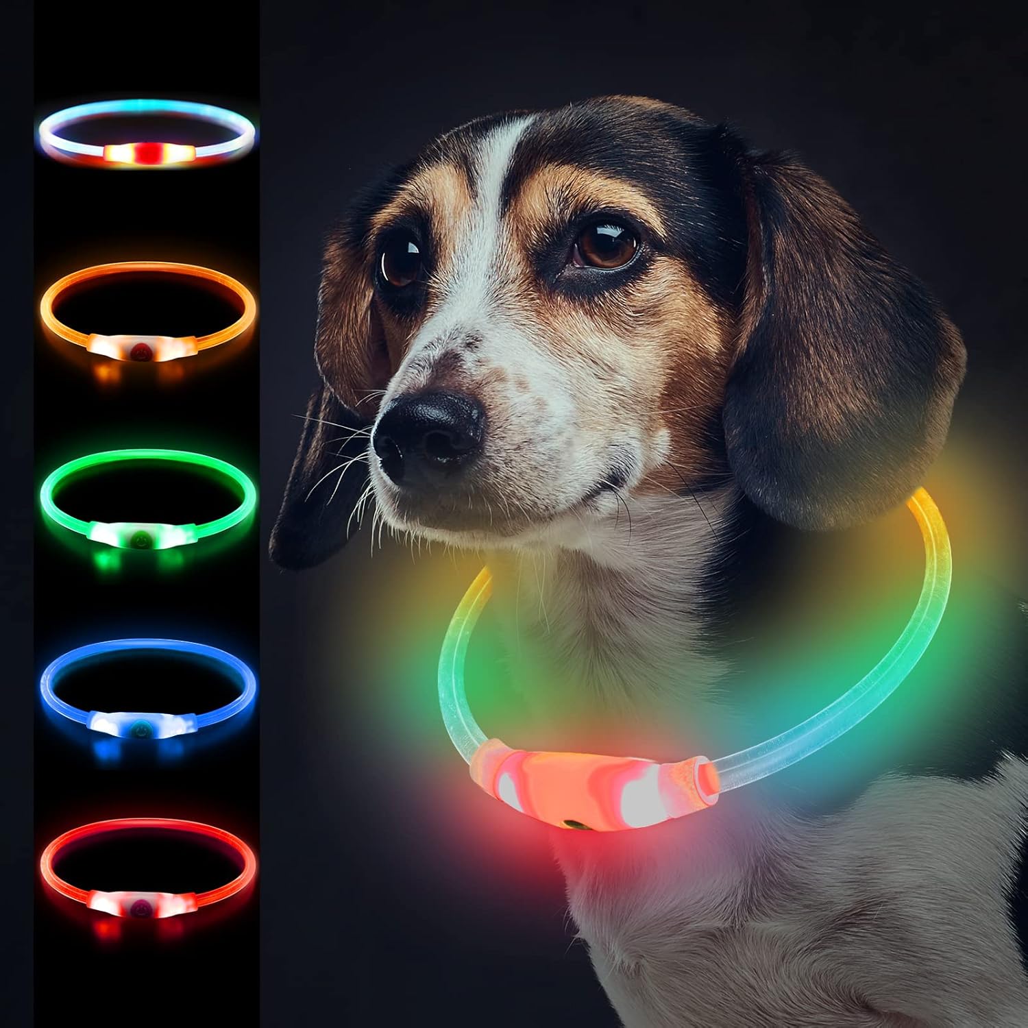 Mardiko Light up Dog Collar Rechargeable Adjustable Length for Small