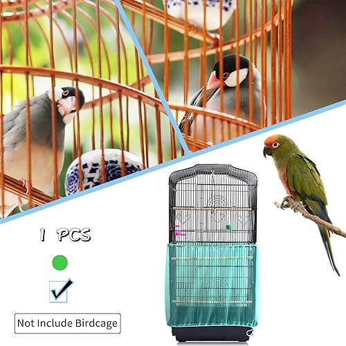 Miniatura 26 de Daoeny Funda universal para jaula de pájaros, red ajustable de nailon suave y aireado, atrapa semillas de plumas, falda transparente para jaulas