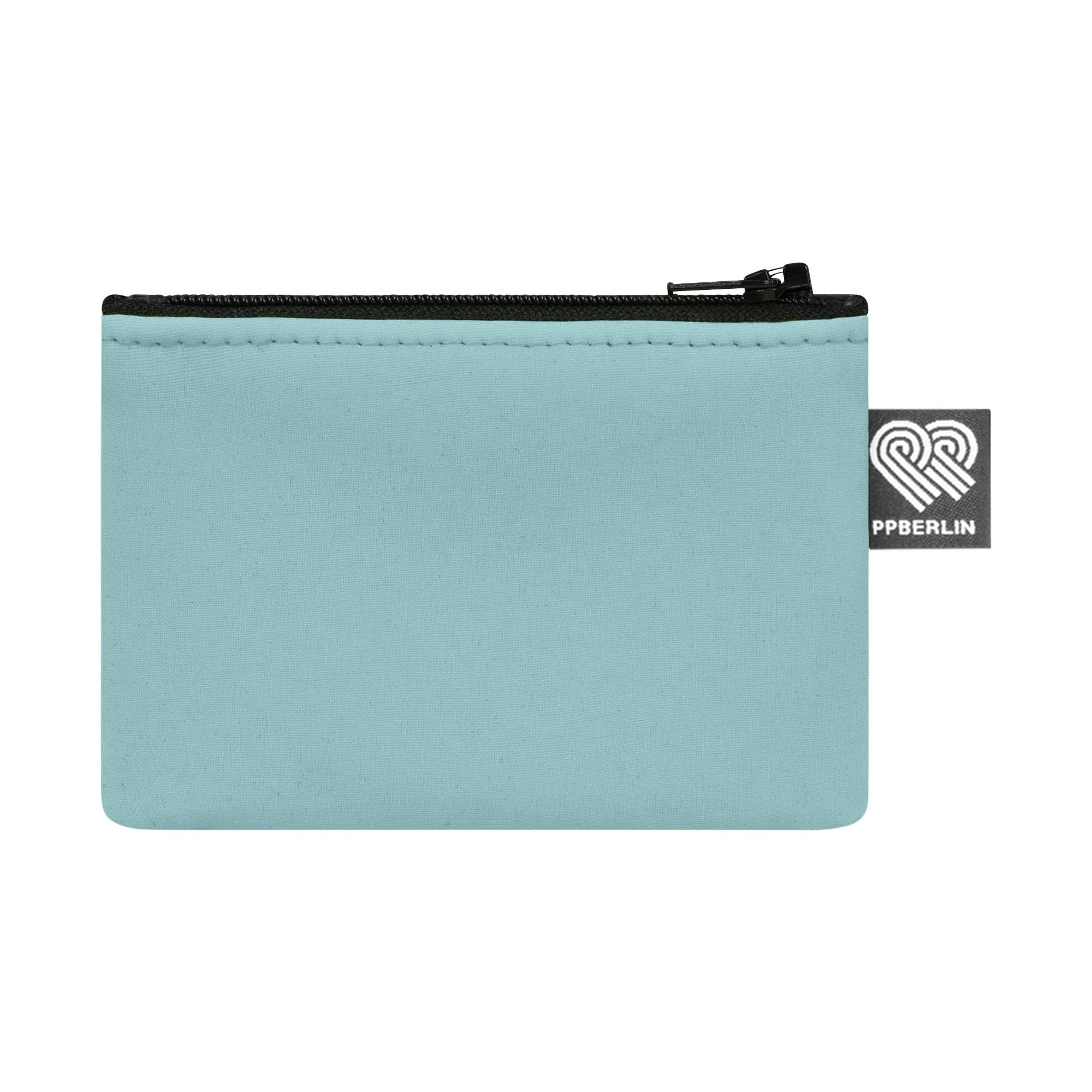 PP-Berlin Etui Klein, Softshell aquablau, Mini, Vegan, Handgenäht in Berlin Geldbörse für Kinder Damen, Herren, Unisex.