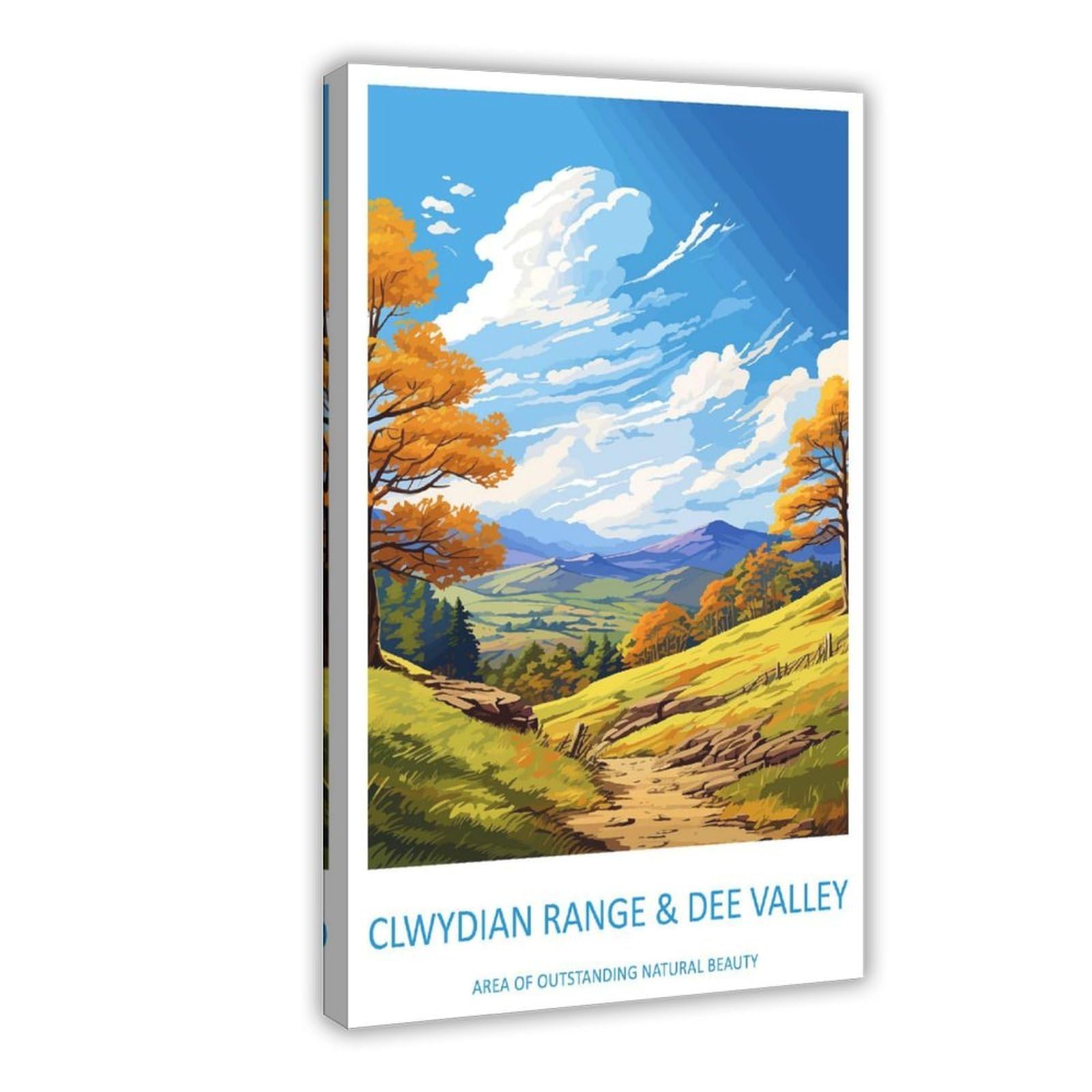 QOGDAF Clwydian Range And Dee Valley Travel AONB Canvas Poster Bedroom Decor Landscape Office Room Decor Gift 16x24inch(40x60cm)