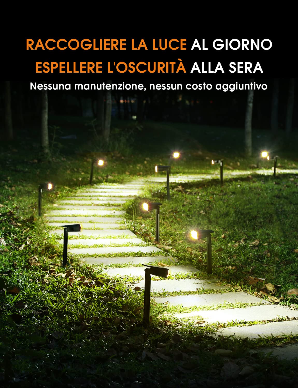GOLUMUP Luci Solari da Esterno, 36 LED Faretti Solari da Giardino, Cortile, Vialetto, Piscina e Campeggio Impermeabile IP67 - Bianco Caldo (6 Pezzi)