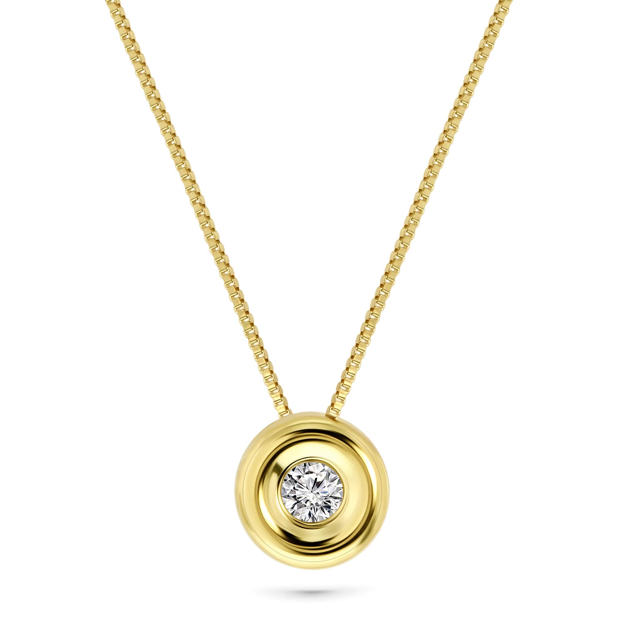 MIORE collar oro blanco/oro amarillo 18 kt 750 con diamante talla brillante en colgante con borde circular 0,05 ct-longitud 45 cm