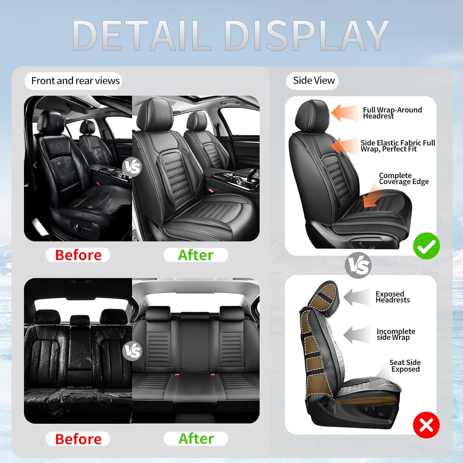 Fit Taos Premium Leather Car Seat Covers Compatible with VW Volkswagen Taos 2022-2025 2026, Breathable, Wear Resistant, Airbag Compatible, All-Weather Protection & Full Coverage, Full Set Black