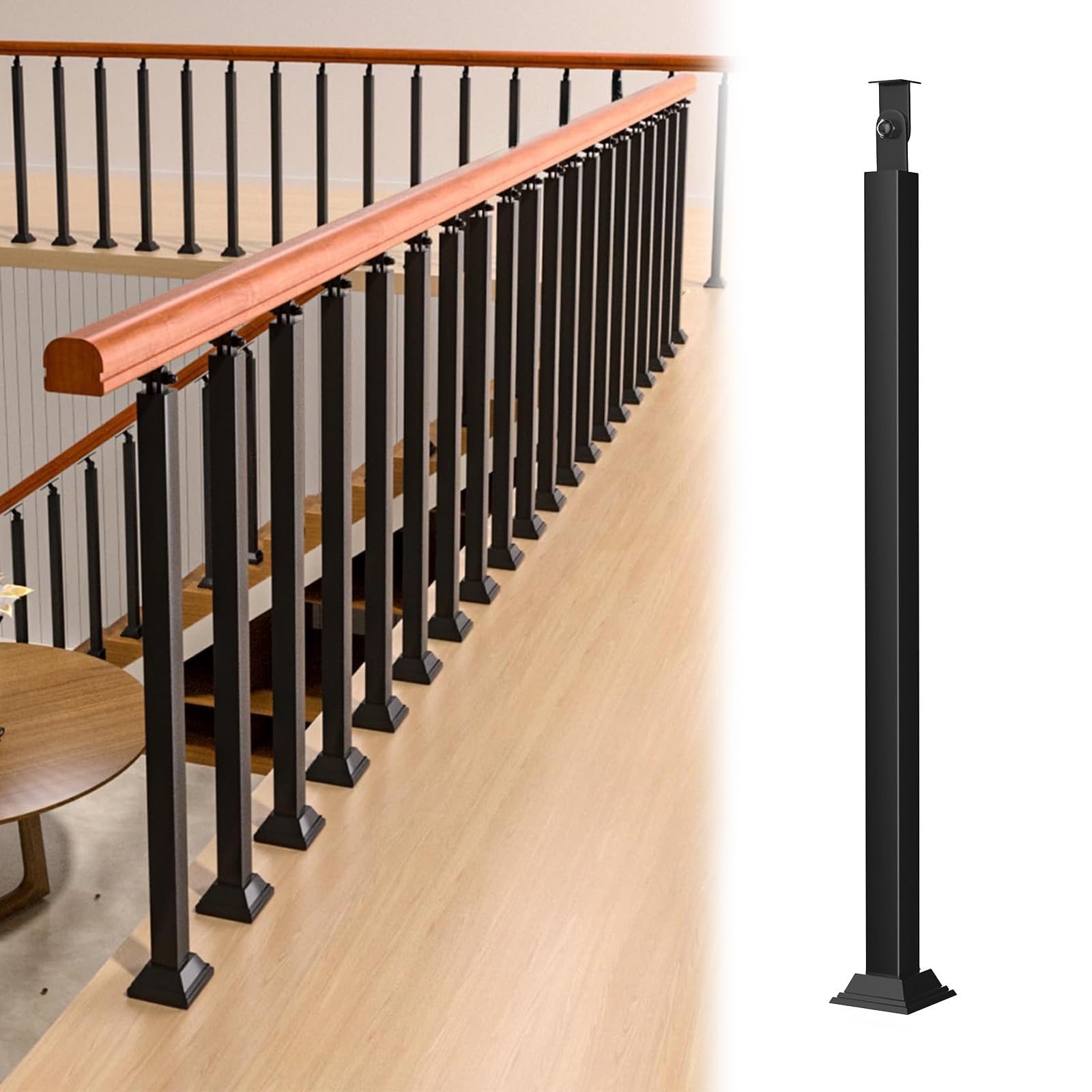Rénover une rampe instable avec le barreau carré d'escalier réglable noir
