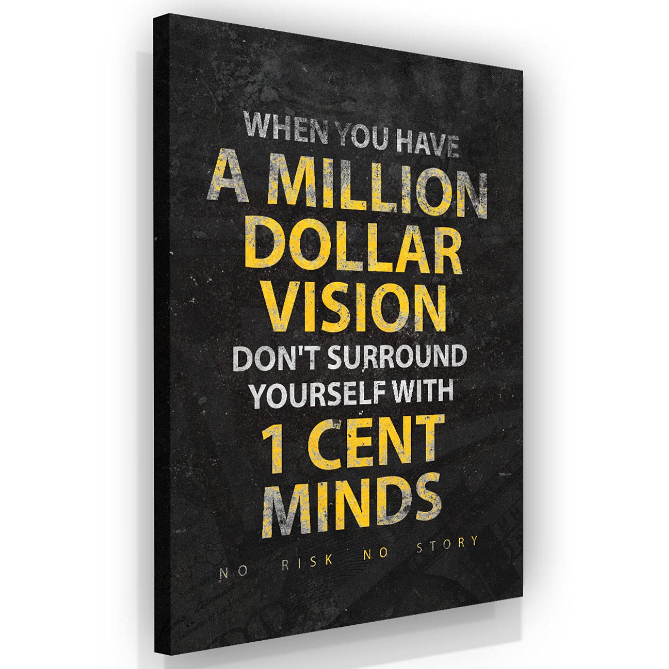 Millionaire Vision Motivational Wall Art Office Decor Canvas Print, Typography Entrepreneur Art Framed Sign (18" x 12" in)