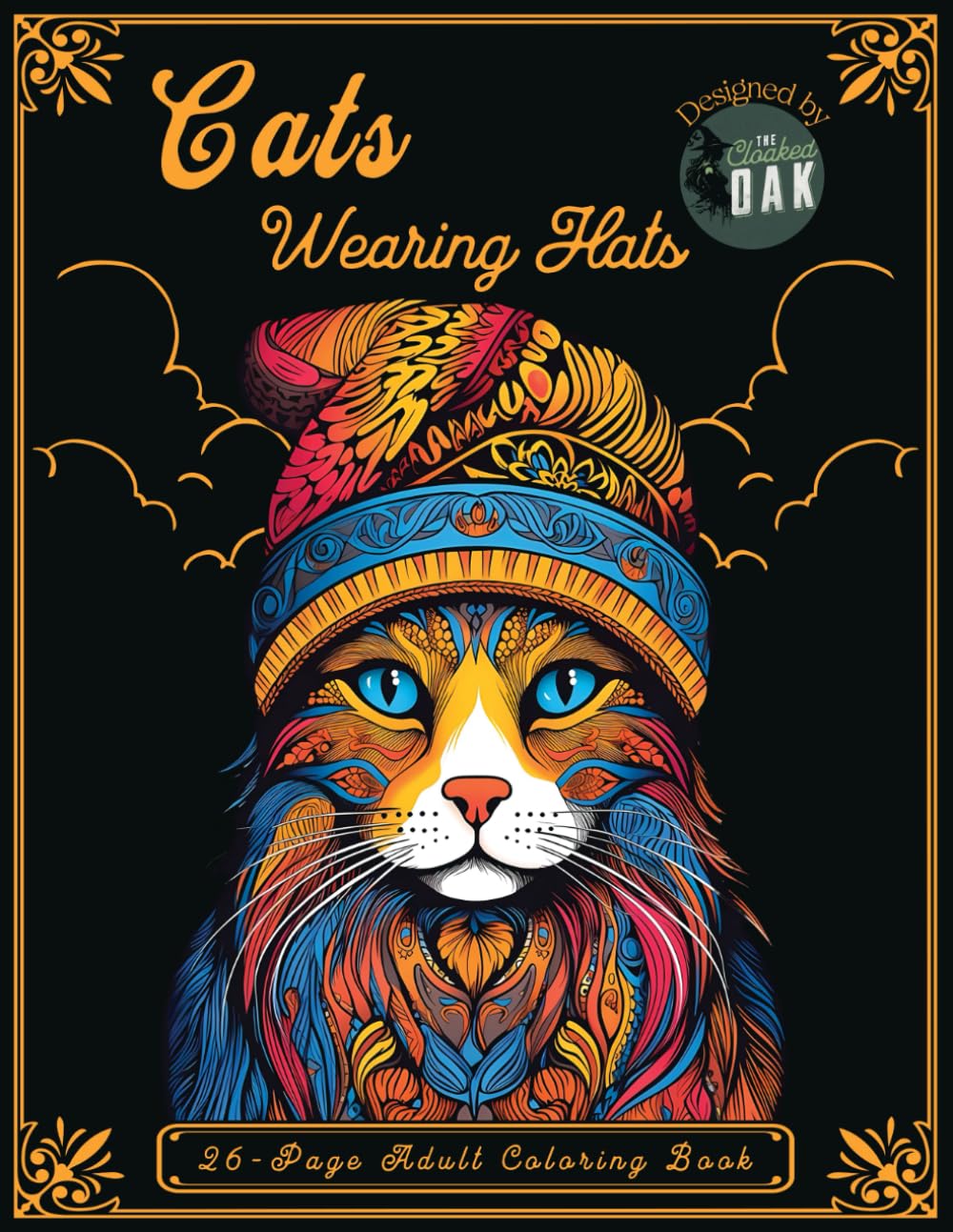 Cats Wearing Hats: 26-Page Adult Coloring Book
