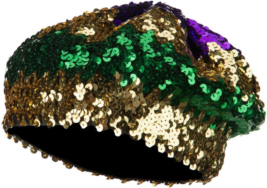 Mardi Gras Sequin Beret - Green OSFM