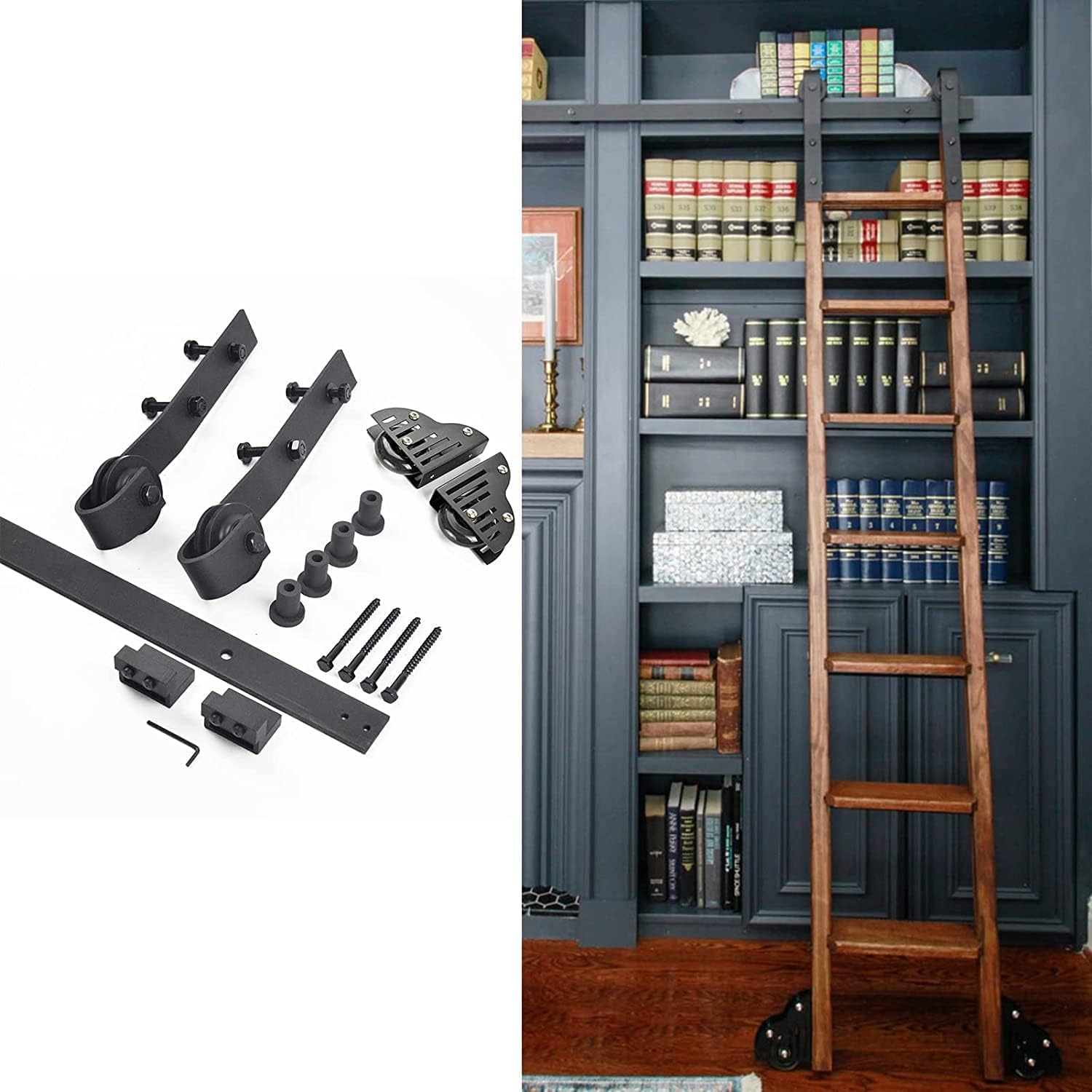 Rails coulissants pour échelle de meuble de rangement intérieur, système de roulement plat