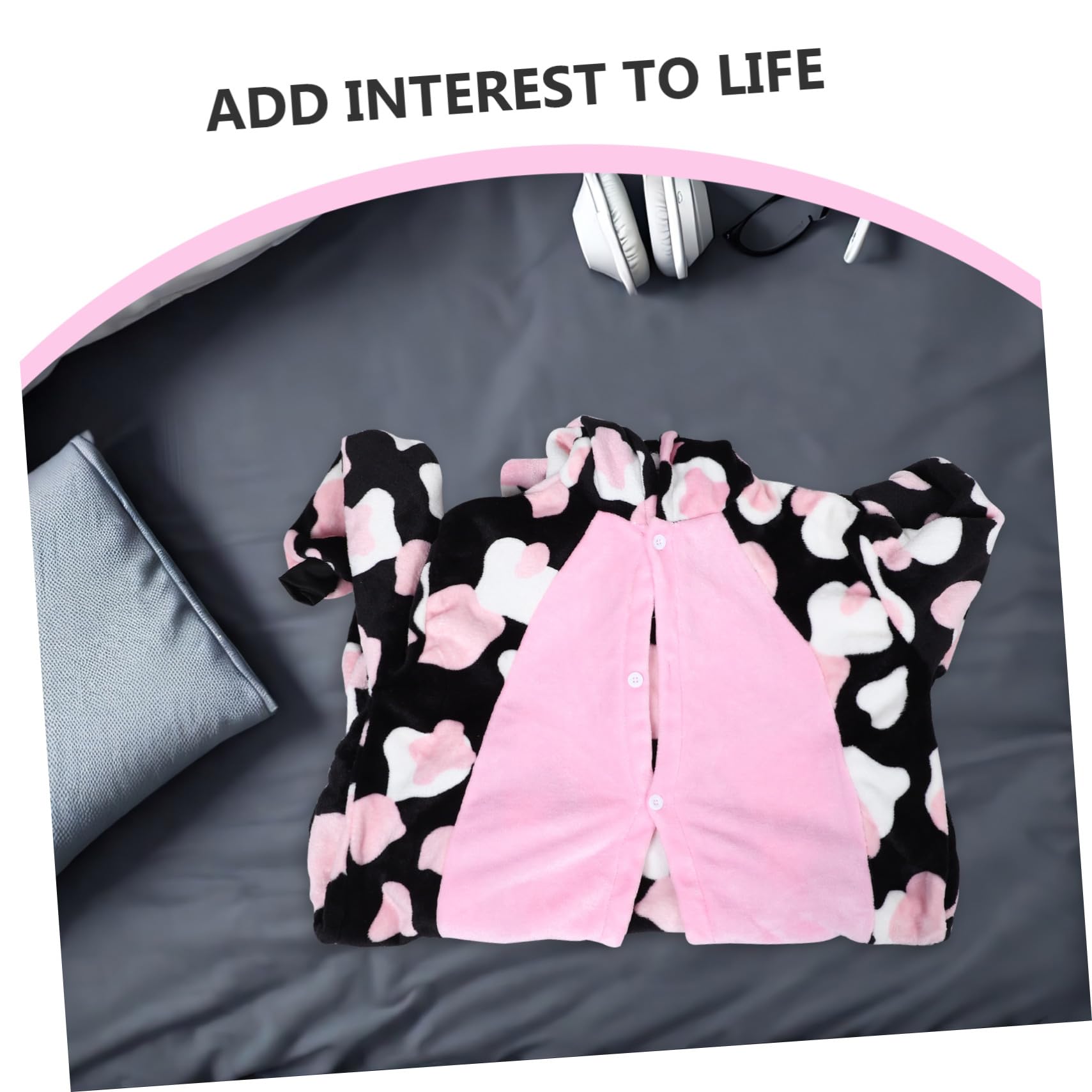 Healeved Pijama Entero Unisex Estampado de Vaca y Flores Rosadas Mono Animal para Carnaval y Disfraz Ropa de Dormir Gruesa y Cálida para Hombre y Mujer XL