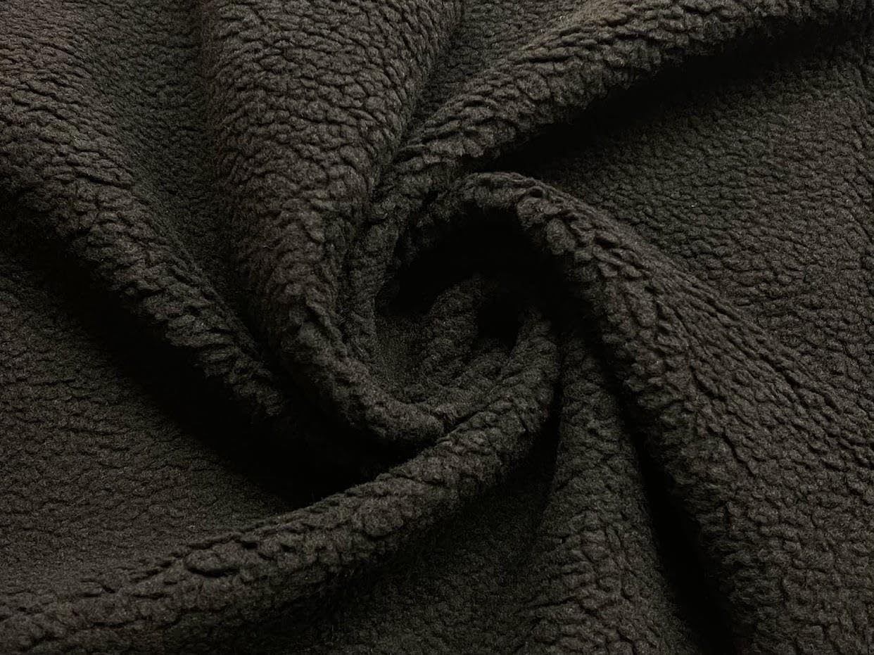 Faux Sherpa Fleece Sheepskin Fabric Material Black 1/8Mtr