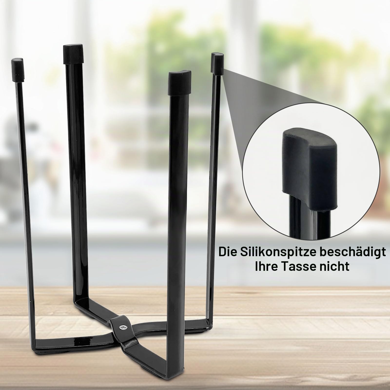Faltbares Flaschen-Abtropfgestell (21,5 cm hoch, schwarz) - Mehrzweck-Trockenständer für Babyflaschen & Küchenflaschen - Platzsparend & stabil