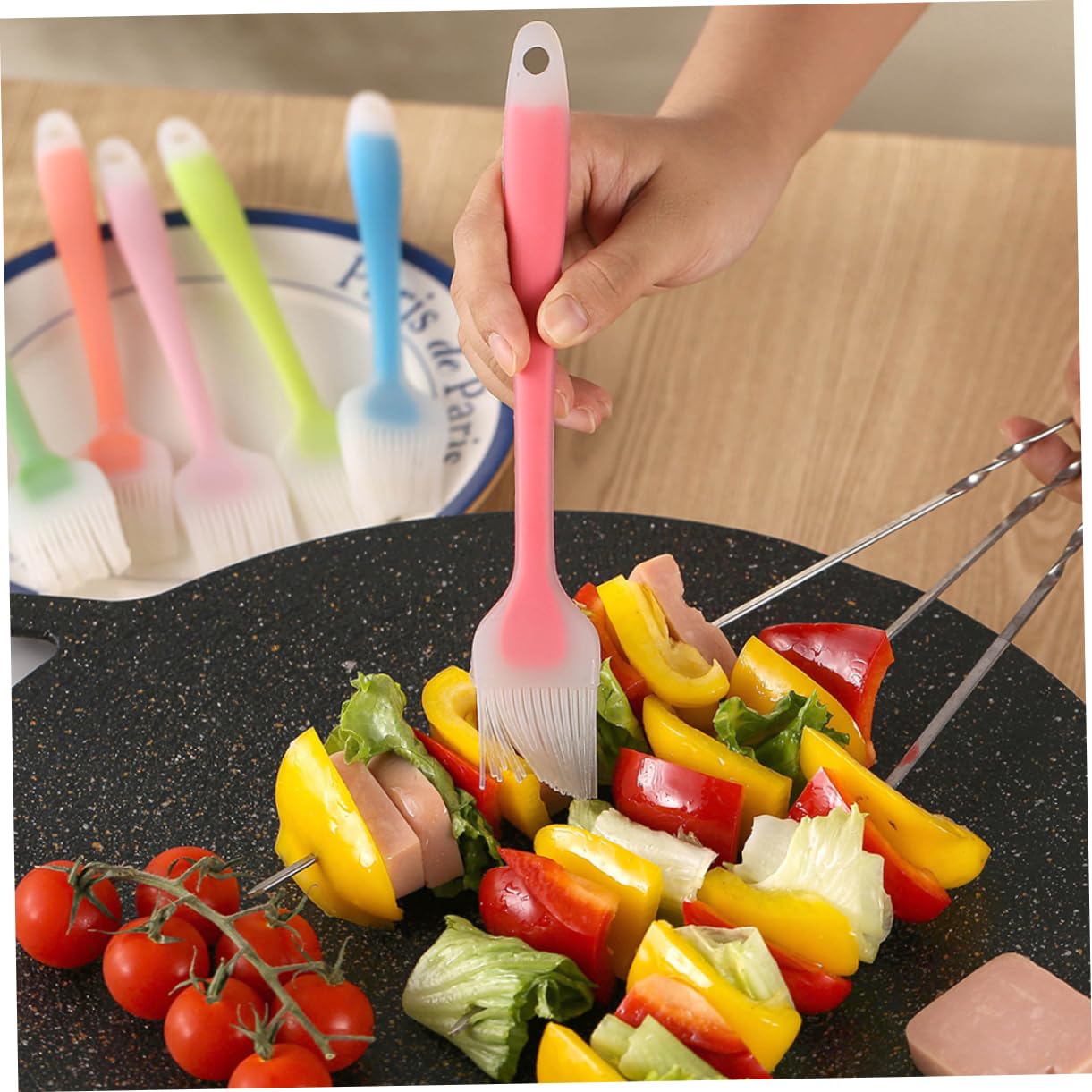 Abaodam 4Pcs Silicone Pastry Brush Multi Use Bbq Sauce and Oil Brush for Cooking Baking and Grilling Ergonomic Design Heat Resistant Easy to Clean for Outdoor